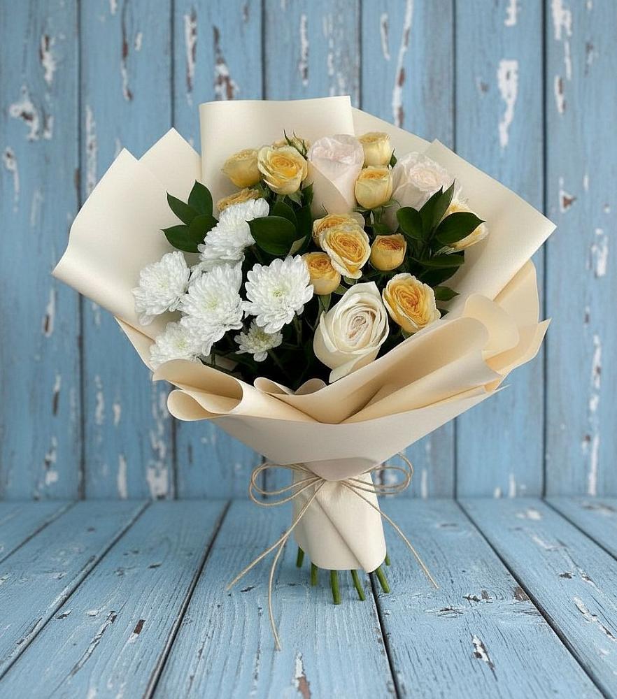 Букет цветов из: Розы и Хризантемы в Дивногорске