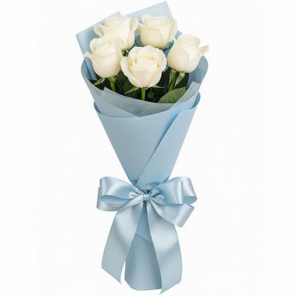 Букет 5 Белых роз Проуд в Дивногорске