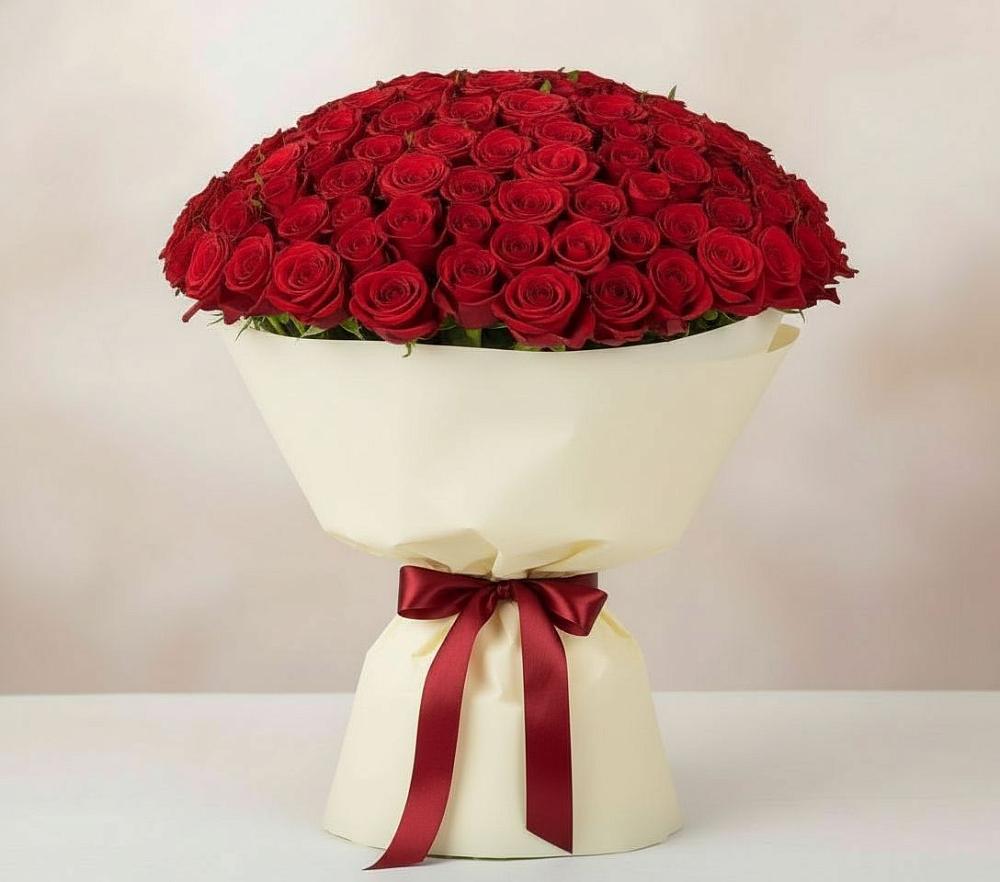 Букет 101 Красная роза Милано в Дивногорске