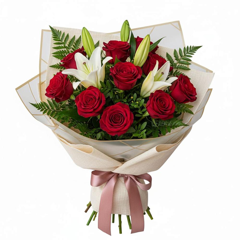 Букет цветов из: Лилии и Розы в Дивногорске