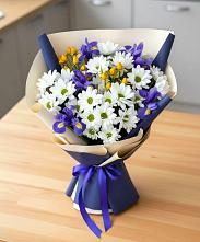 Букет цветов из:  Розы, Ирисы и Хризантемы #REPLACE_PRED# Дивногорске