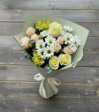 Букет цветов из:  Альстромерии, Розы и Хризантемы в Дивногорске
